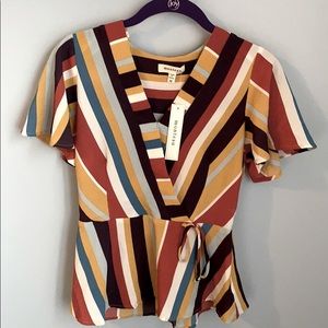 Striped mock wrap top